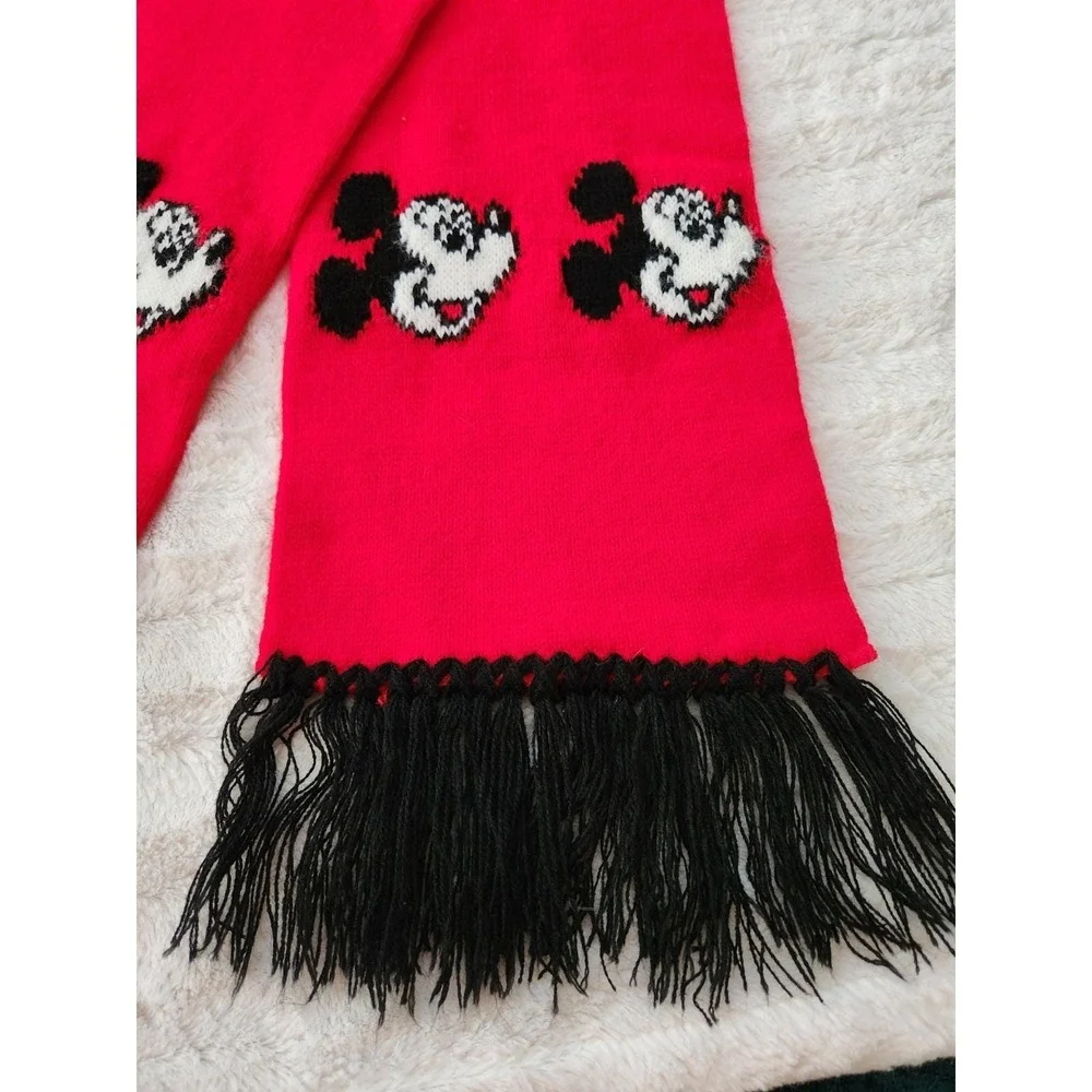 Vintage 80s Walt Disney Knit Scarf‎ Mickey Mouse Garon Mills Knit 100% Acrylic